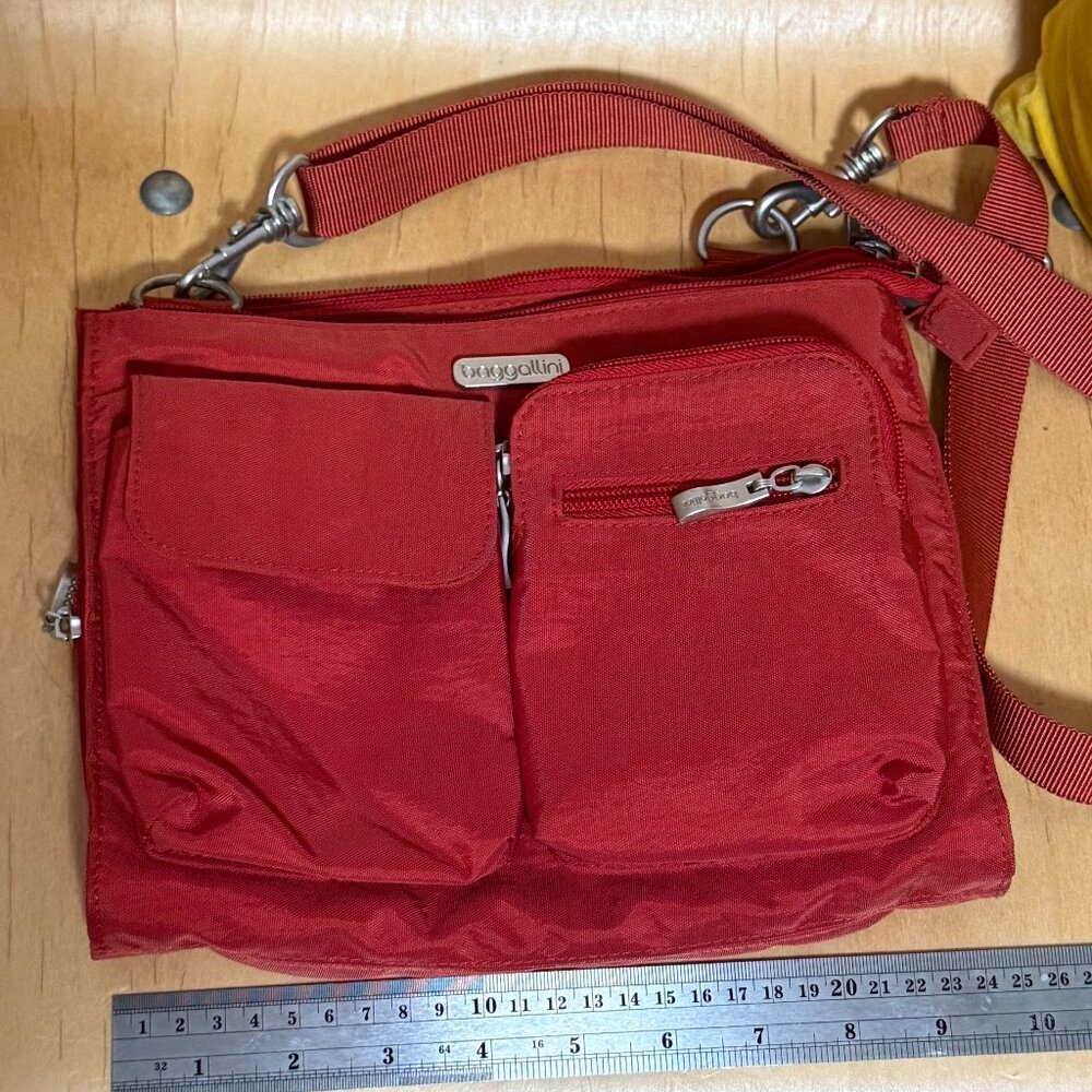 Baggallini Bright Red Crossbody Bag Purse With Attached Case Multi Pockets